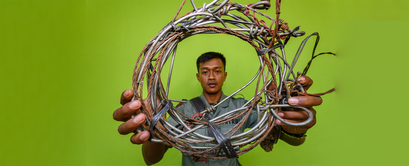 Rhino Protection Officer holding snare