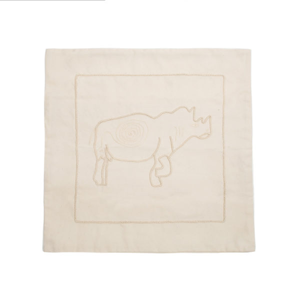 Embroidered Rhino Cushion Cover