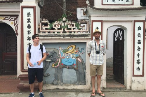 Paul Blackthorne and Jake Dudman visiting Vietnam as part of the Save the Rhino Vietnam campaign.