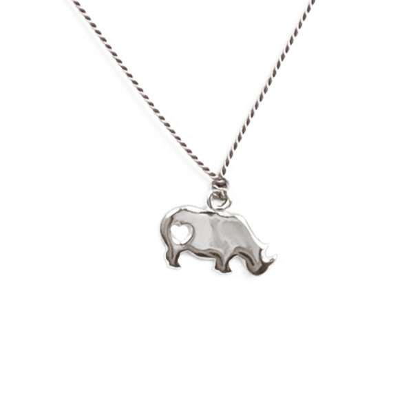 Rhino Pendant on Silk