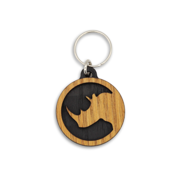 Photograph of the Round Rhino Keyring from the front