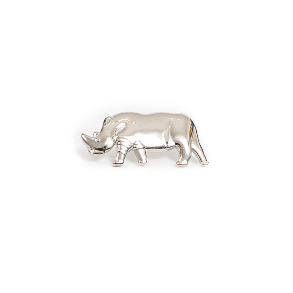 Silver rhino pin badge