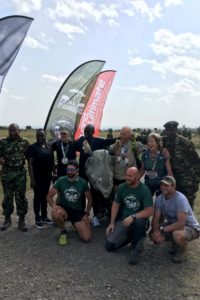 Team photo at the finish line with Eliud Kipchoge