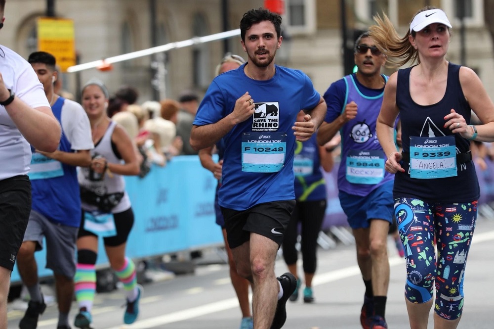 Rhino runner en route at the London 10K