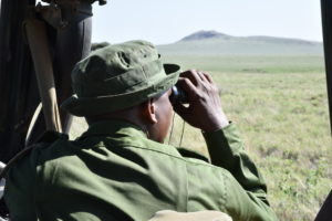 Ranger looking into binoculars