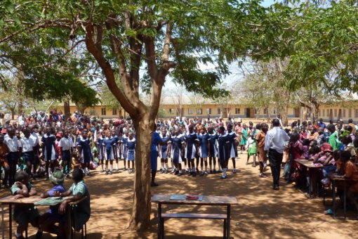 School children gathered in Zimbabwe