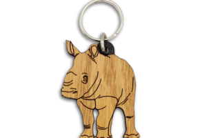 Photograph of the Rhino Calf Keyring from the front