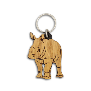 Photograph of the Rhino Calf Keyring from the front