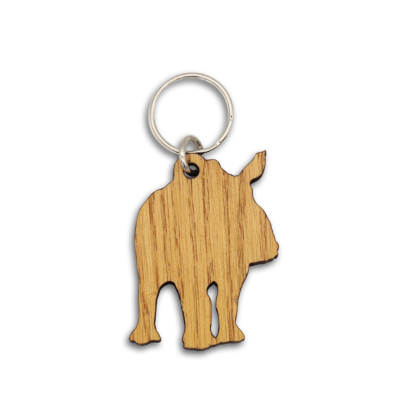 Photograph of the Rhino Calf Keyring from the back