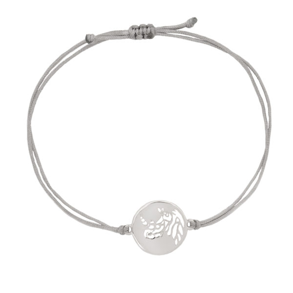 Grey bracelet with rhino disk charm