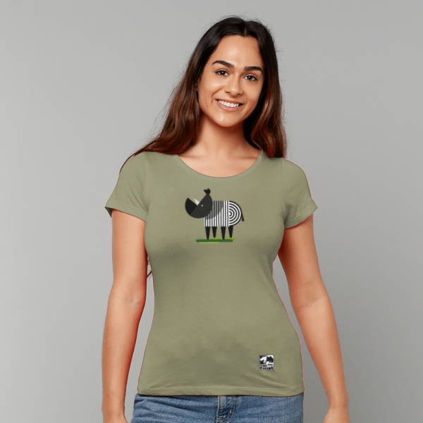 Example Image of the Green Rhaxma T-shirt on a model