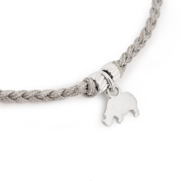 Plaited bracelet with rhino charm