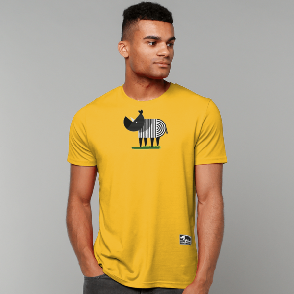 Example Image of the Yellow Rhaxma T-shirt on a model