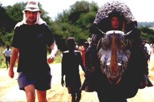 Douglas Adams with the rhino costume