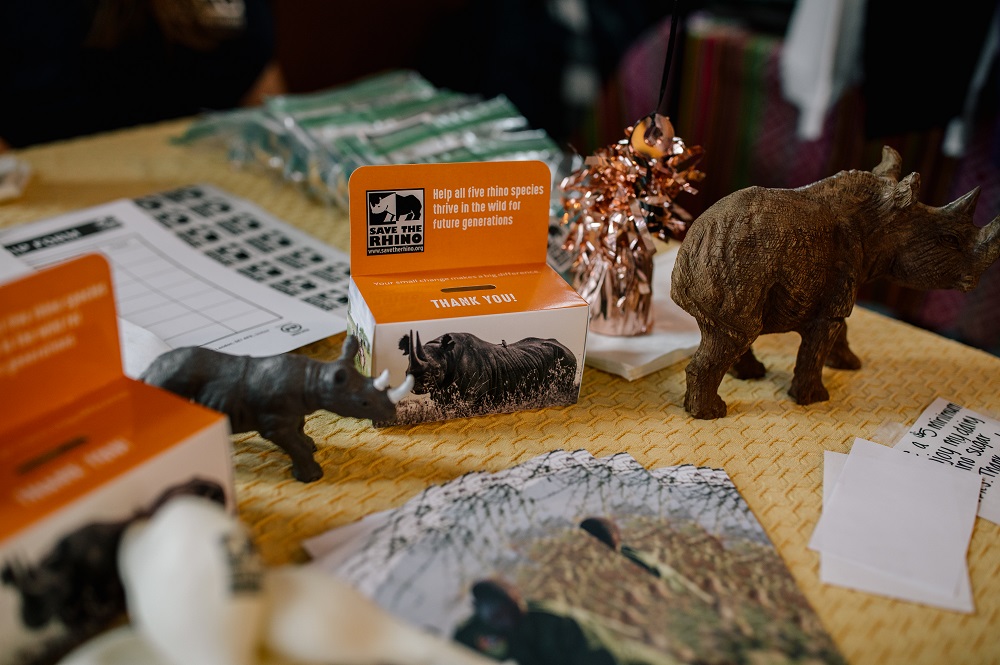 Fundraising materials on a table