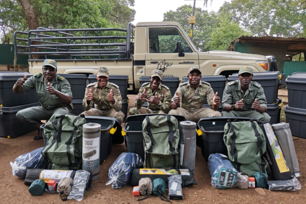 Rangers at Hluhluwe-iMfolozi with new camping kits