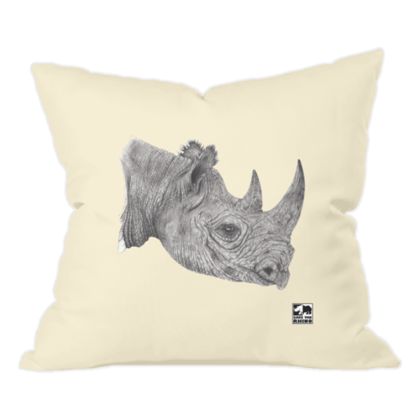 Cotton Cushion with Black Rhino Print