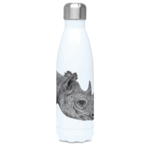 Black Rhino Print on Water Bottle