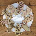 Rhino shaped cookies on a plate