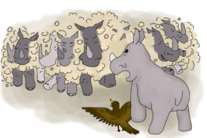 illustration, rhino stampede