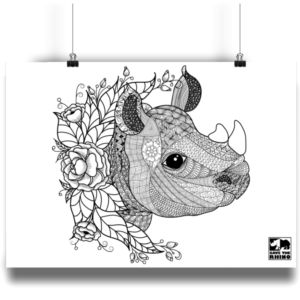Mandala Rhino Unframed A4 Print