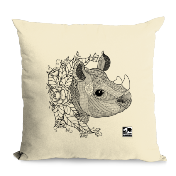Mandala Rhino Printed on a cotton cushion