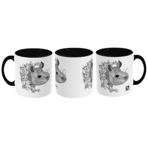Mandala Black Mug from 3 different angles