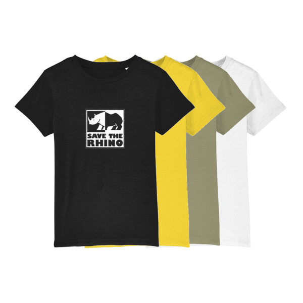 Image showing all four colours available of the Kids Logo T-shirts