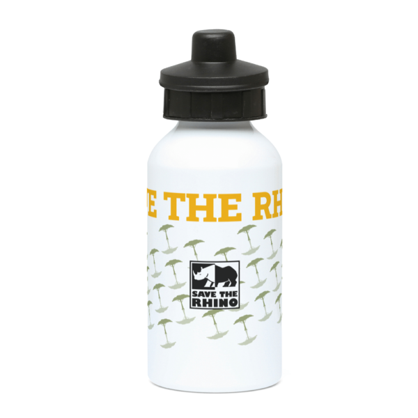 The Acacia Tree Save the Rhino Core Range water bottle image taken from the front on a white background.
