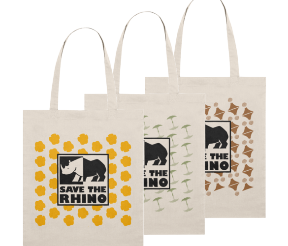 Core Range Save the Rhino Tote Bags
