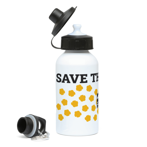 An image of the Footprints Save the Rhino Core Range water bottle from the side.