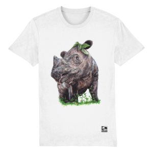 The Sumatran Rhino Mens T-shirt in Colour on a white background