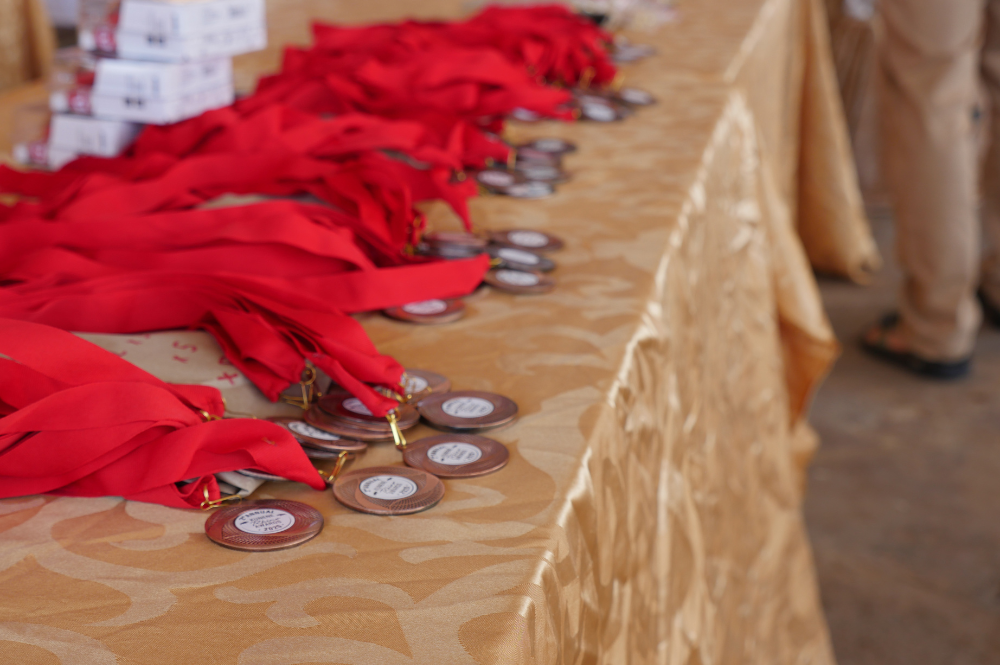 Medals on a table