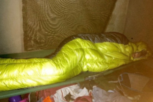 Woman in sleeping bag