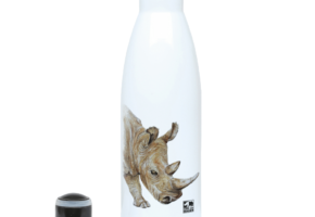 Water Bottle with White Rhino Print