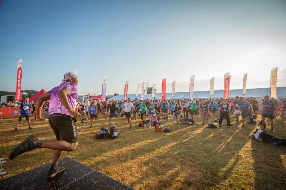 Participants warming up before the Kent Downs 50 Ultra Challenge