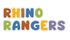 Multi-coloured bubble writing saying 'Rhino Rangers'