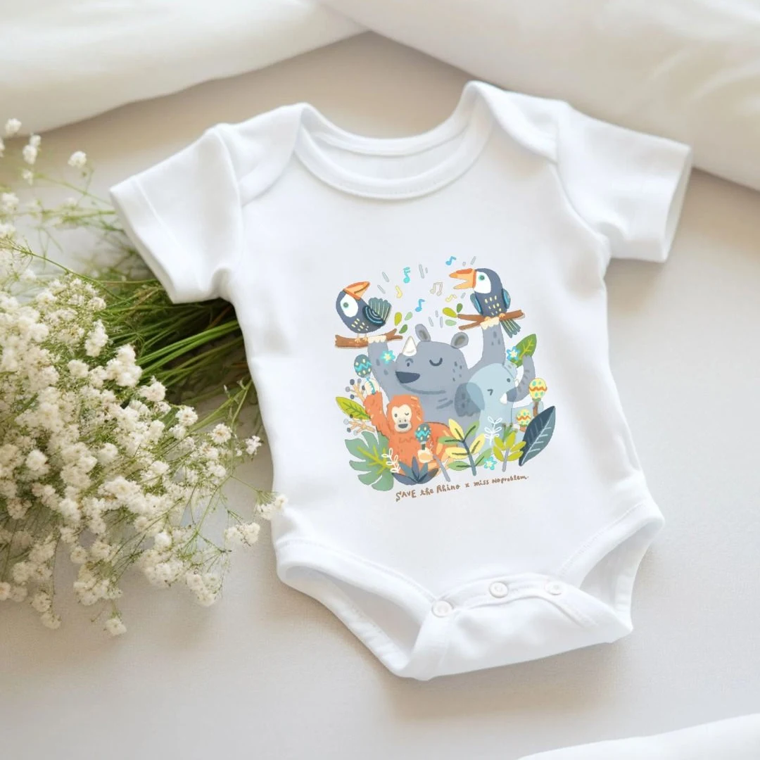 Jungle Rhino Baby Bodysuit